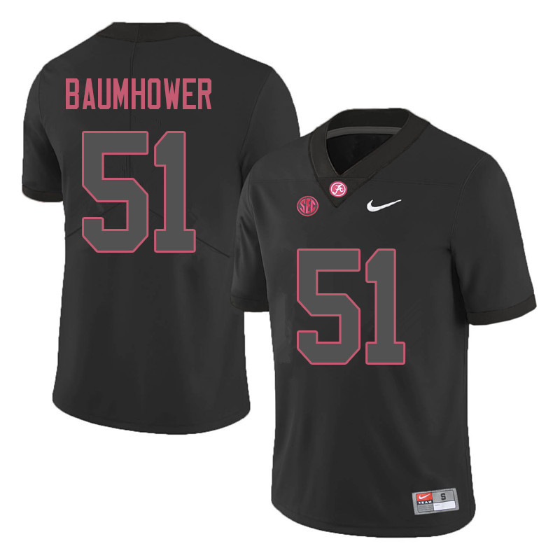 Men #51 Wes Baumhower Alabama Crimson Tide College Football Jerseys Sale-Black